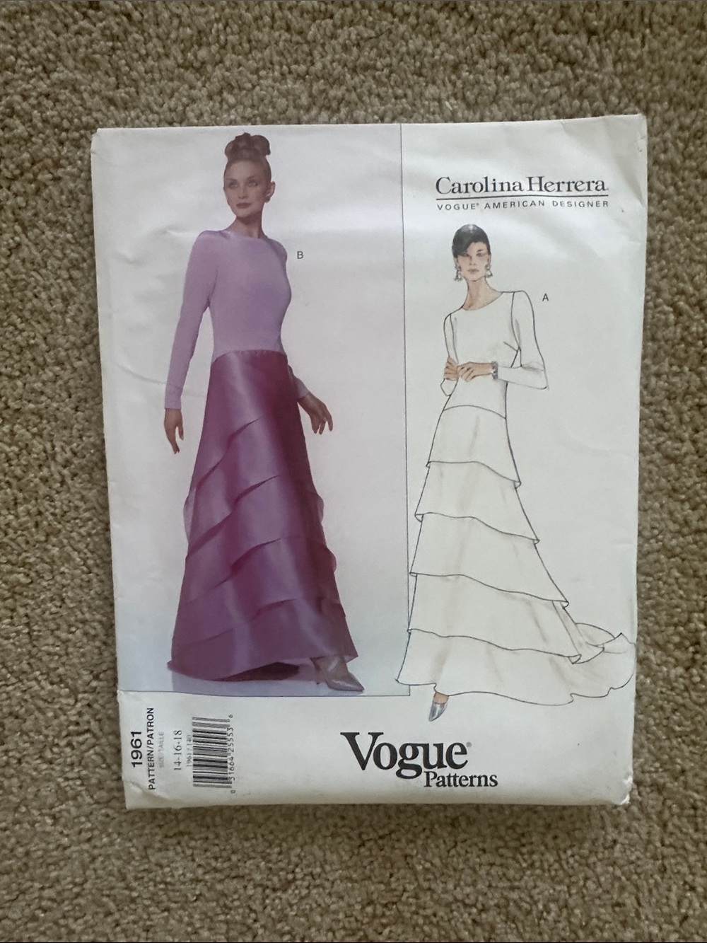 Carolina Herrera Tiered Satin Gown Pattern